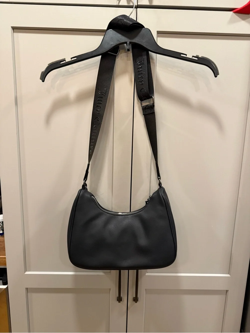 Juicy Couture Black Messenger Bag with Studded 'Juicy' Logo